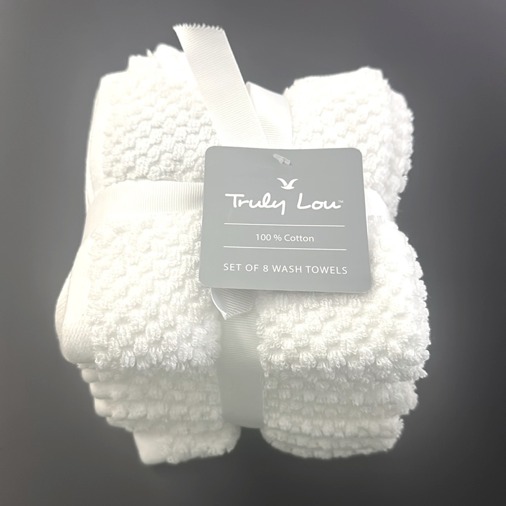 TRULY LOU 100% Cotton 8pc Bath Wash Towel Set- White